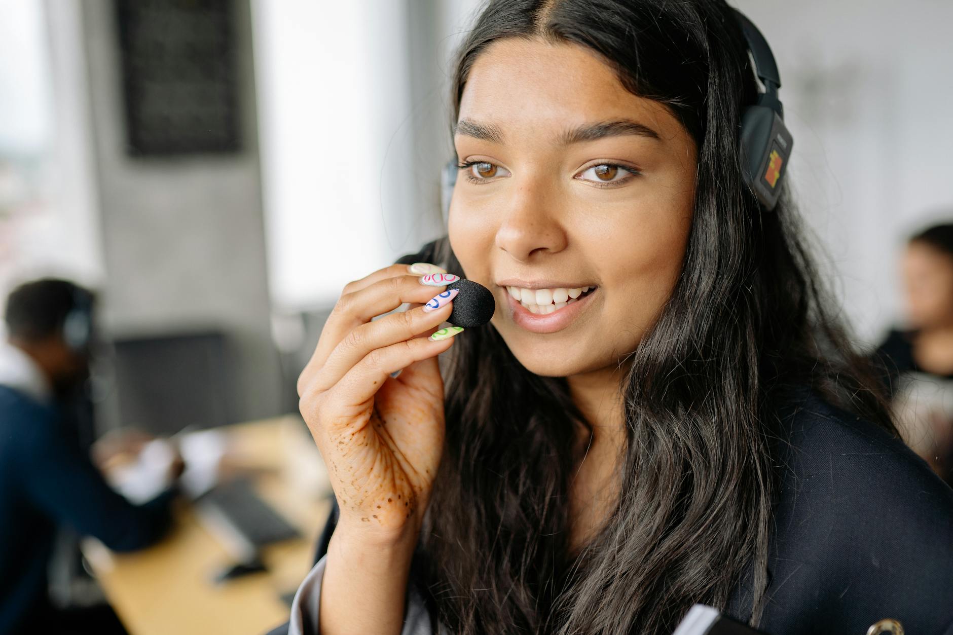 Customer support service representative helping client